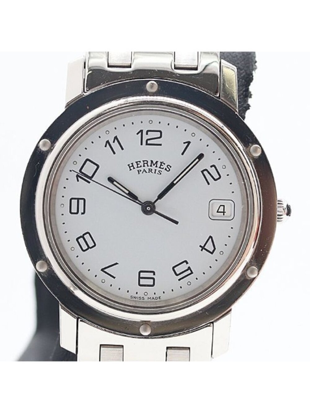 Hermes Clipper Date White Dial Watch